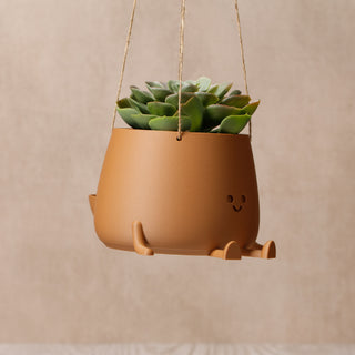 Eco-Elegance: The Sustainable Hanging Happy Pot - Dark Wood
