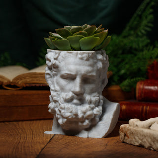 Hercules' Strength: Eco-friendly Greek Mythology Inspired Head Planter - Marble Effect
