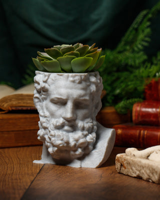 Hercules' Strength: Eco-friendly Greek Mythology Inspired Head Planter - Marble Effect