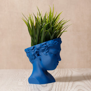 Venus Elegance: Eco-Friendly 3D-Printed Head Planter - Cobalt Blue