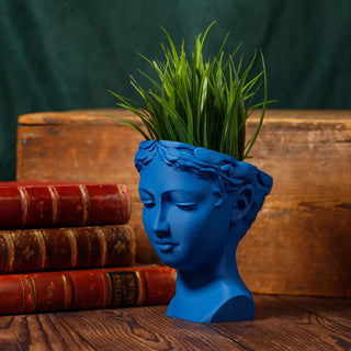 Venus Elegance: Eco-Friendly 3D-Printed Head Planter - Cobalt Blue
