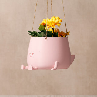 Eco-Elegance: The Sustainable Hanging Happy Pot - Matte Peach Pink