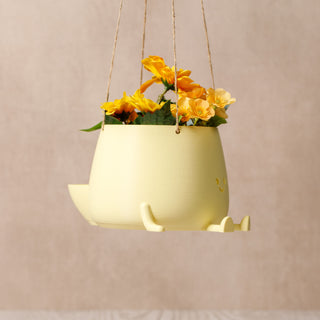 Eco-Elegance: The Sustainable Hanging Happy Pot - Almond Yellow