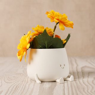 Happy Pot Planter - Milky Matte White