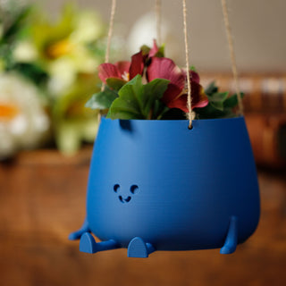 Eco-Elegance: The Sustainable Hanging Happy Pot - Cobalt Blue