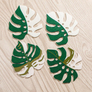 Tropical Monstera Leaf Cup Coasters Set of 4