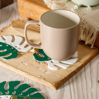 Tropical Monstera Leaf Cup Coasters Set of 4