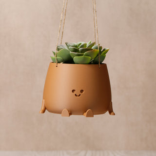 Eco-Elegance: The Sustainable Hanging Happy Pot - Dark Wood