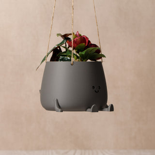 Eco-Elegance: The Sustainable Hanging Happy Pot - Matte Iron Grey