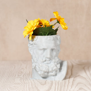 Hercules' Strength: Eco-friendly Greek Mythology Inspired Head Planter - Marble Effect