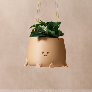 Eco-Elegance: The Sustainable Hanging Happy Pot - Light Wood