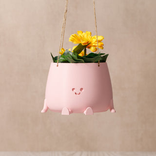 Eco-Elegance: The Sustainable Hanging Happy Pot - Matte Peach Pink