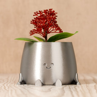 Happy Pot Planter - Silk Silver