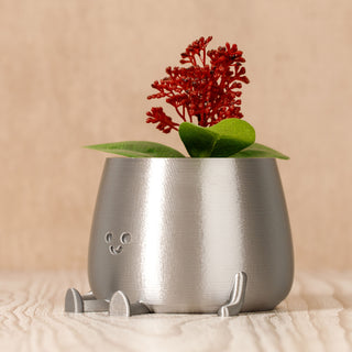 Happy Pot Planter - Silk Silver