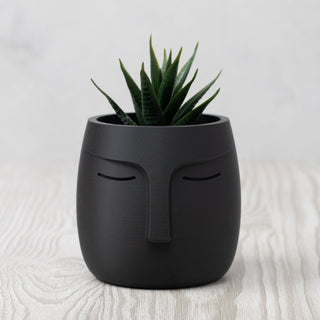 Nordic Face Pot Planter - Matte Black