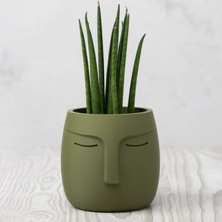 Nordic Face Pot Planter - Matte Green